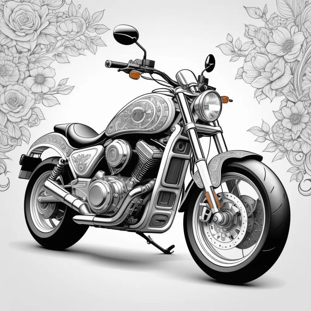 Black and white motorcycle color pages on a white background