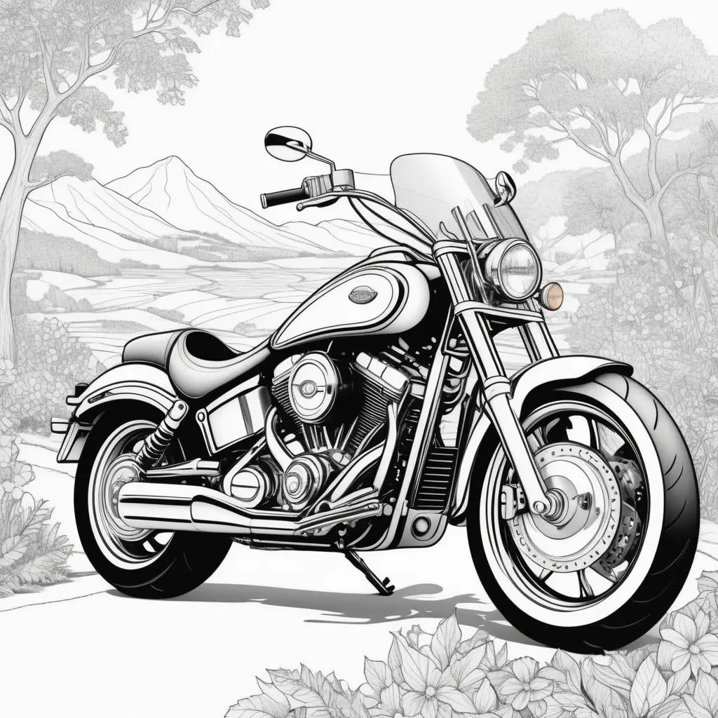 Black and white motorcycle coloring page