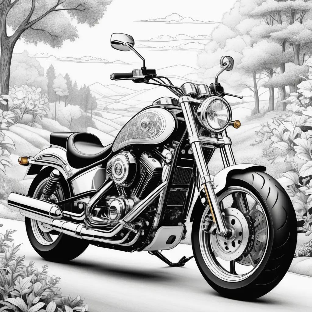 Black and white motorcycle drawing on a road