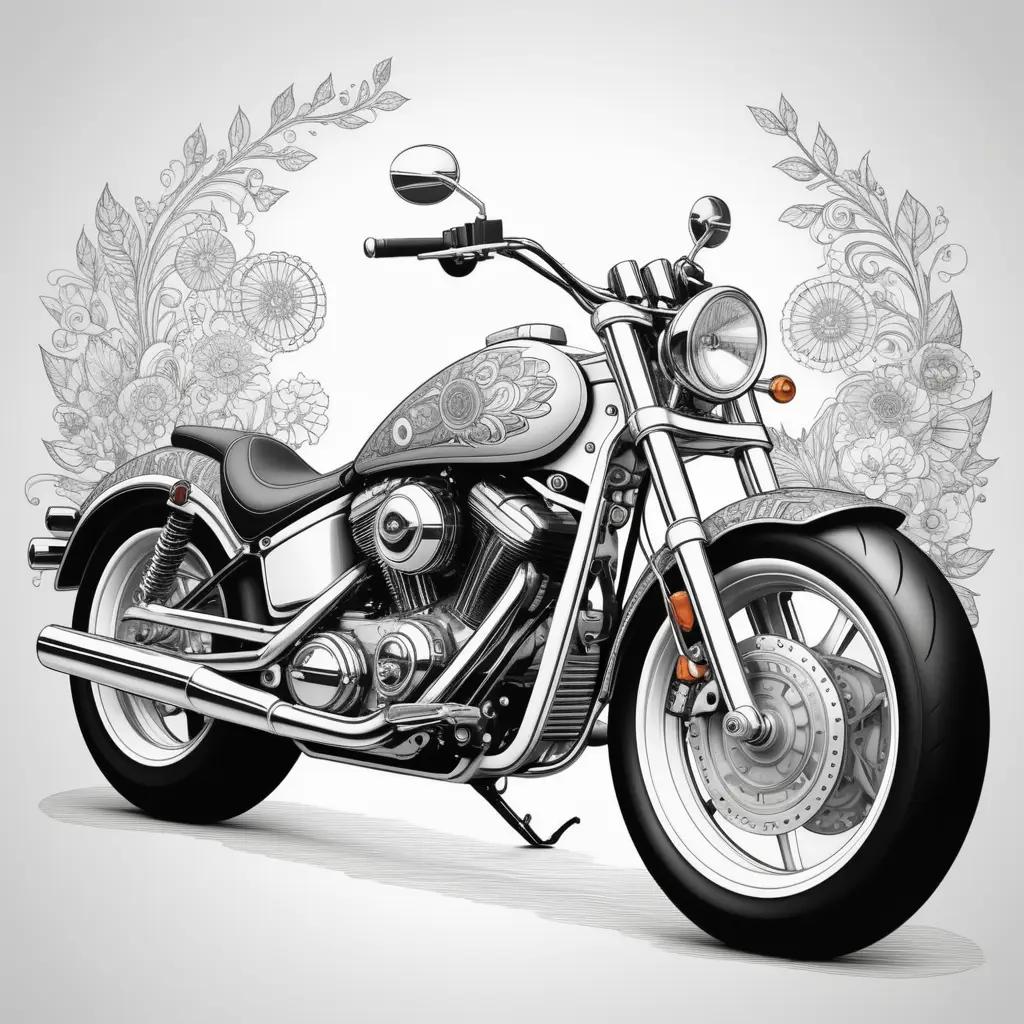 Black and white motorcycle in a floral design