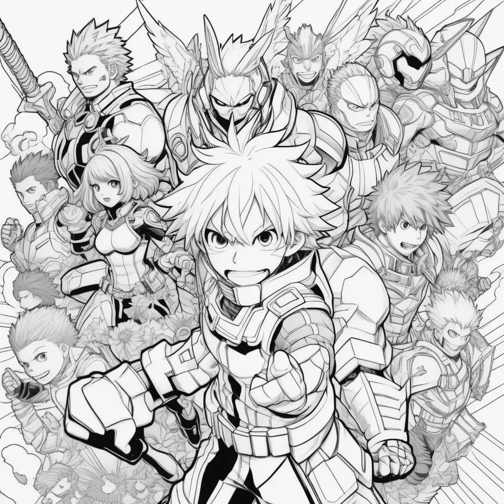 Black and white my hero academia coloring pages