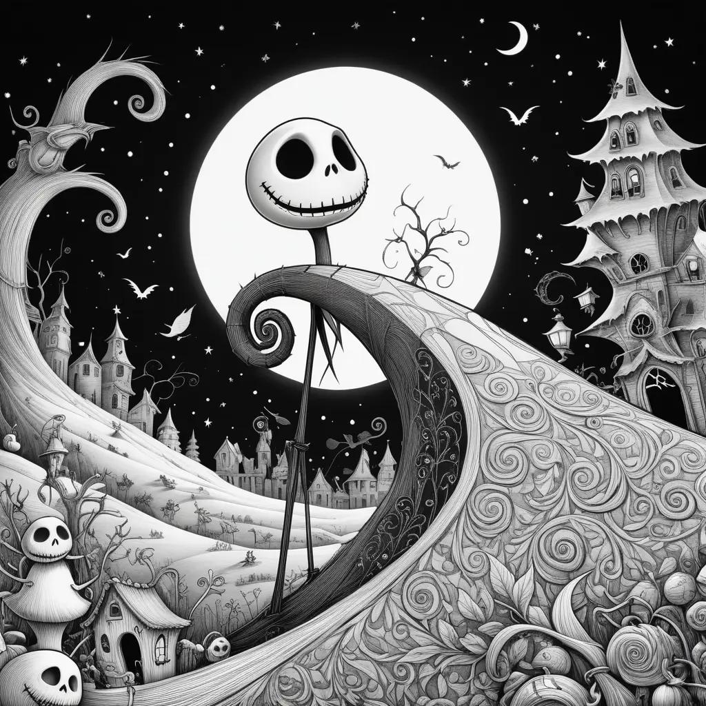 Black and white nightmare before christmas color pages