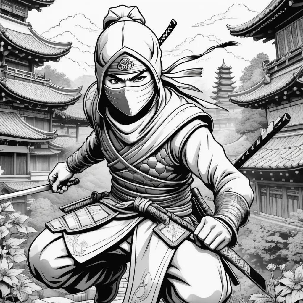 Black and white ninja coloring pages