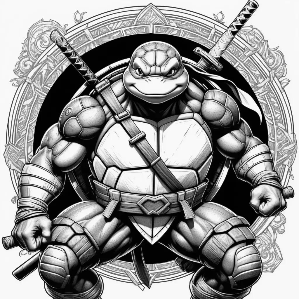 Black and white ninja turtle color pages