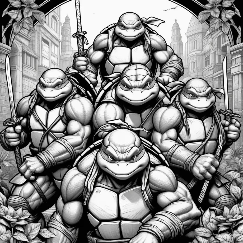 Black and white ninja turtles coloring pages