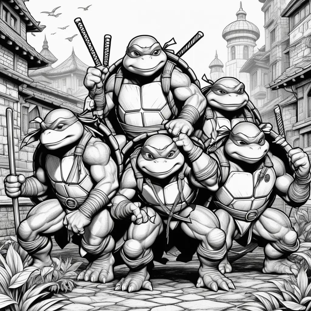 Black and white ninja turtles coloring pages