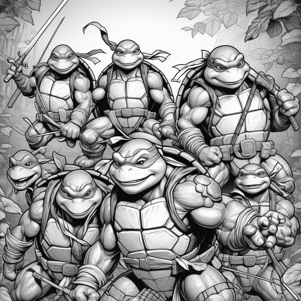 Black and white ninja turtles coloring pages