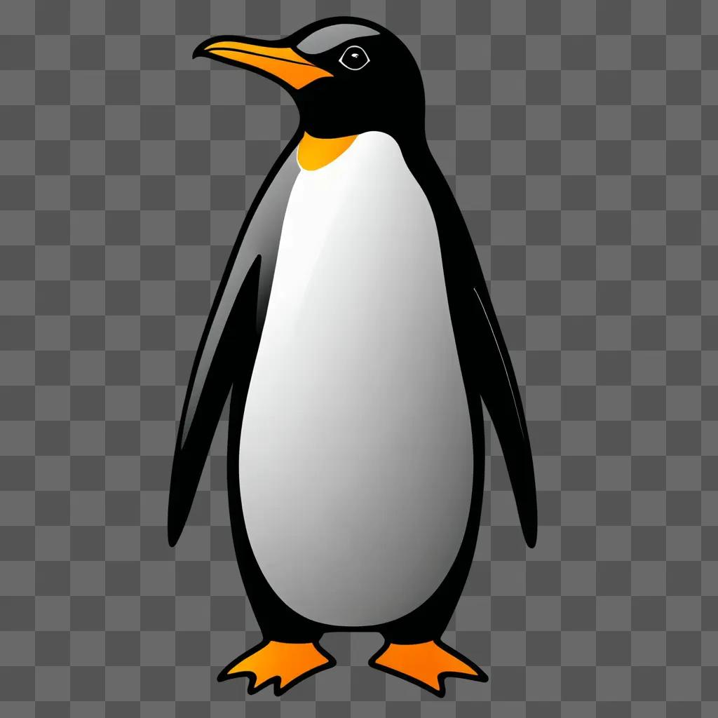 Black and white penguin clipart image