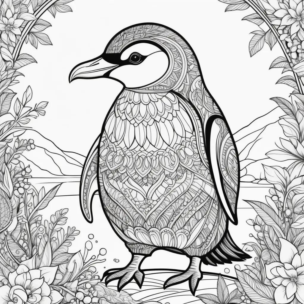 Black and white penguin coloring pages