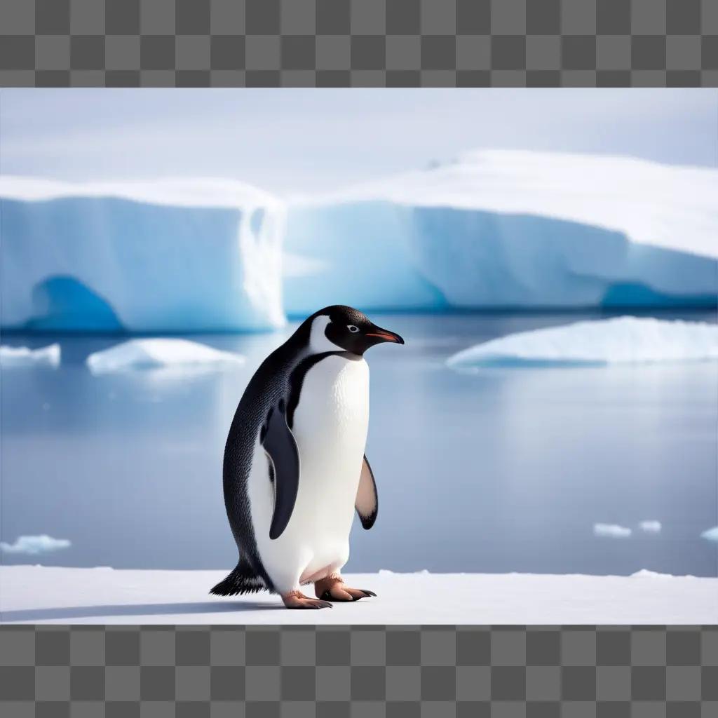 Black and white penguin standing on the ice