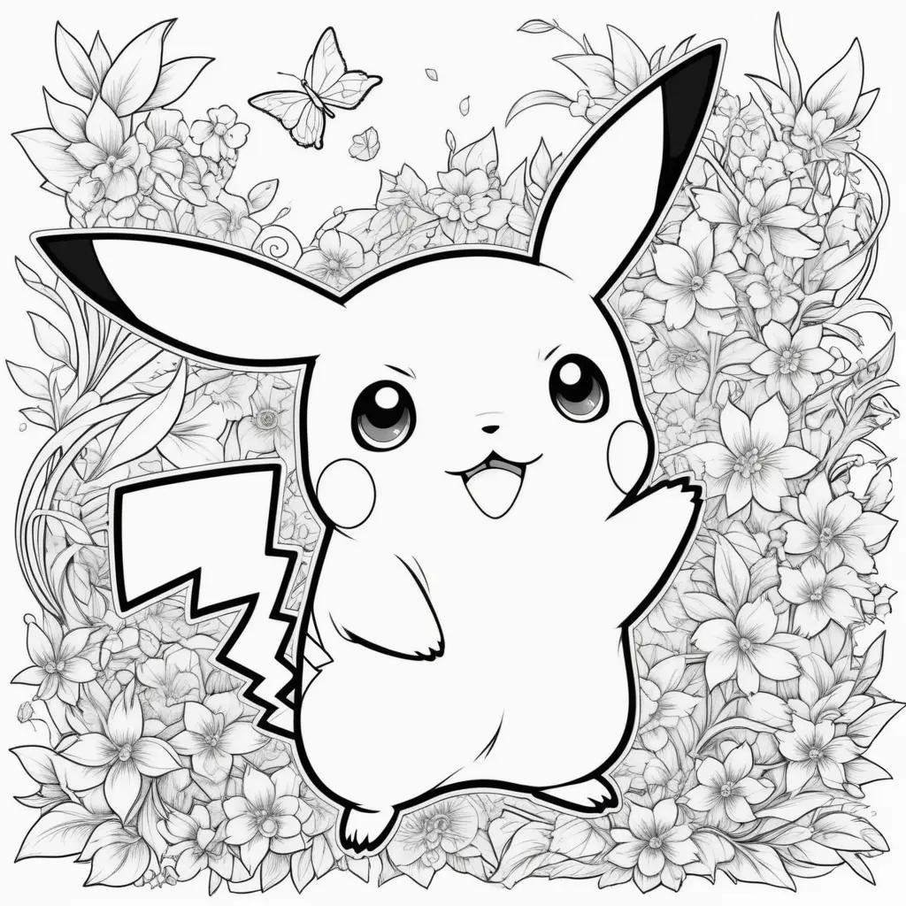 Black and white pikachu coloring pages for kids