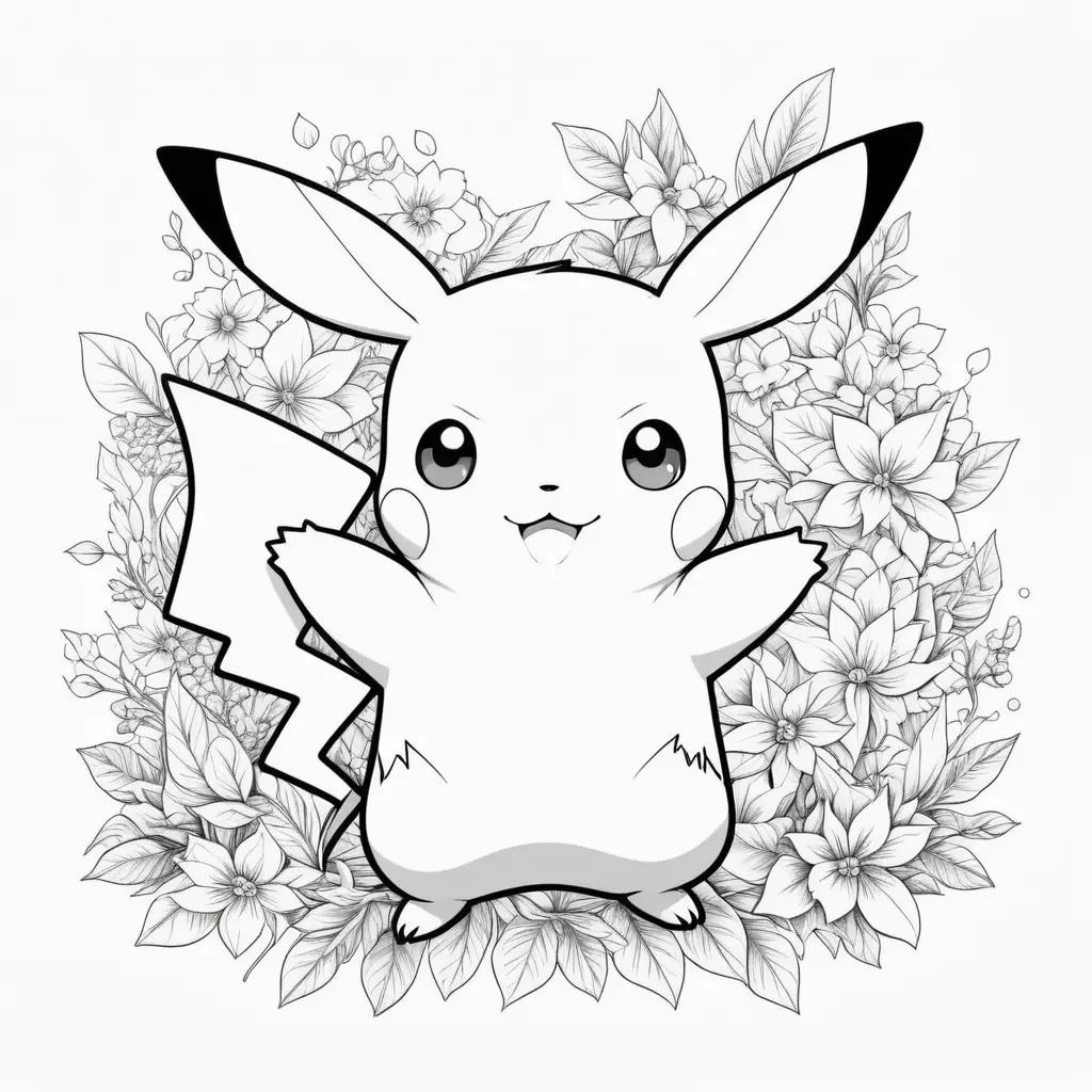 Black and white pikachu coloring pages for kids