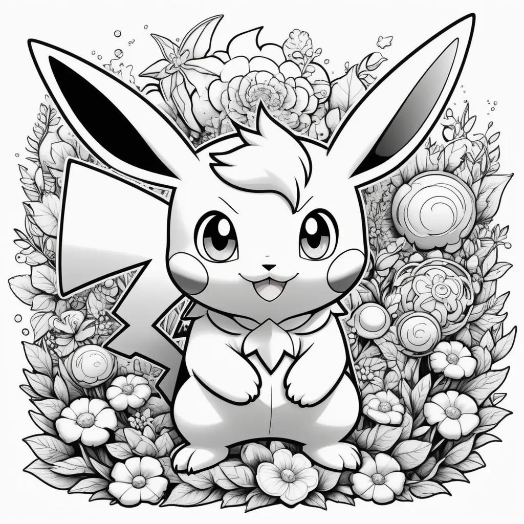 Black and white pokemon color pages for kids