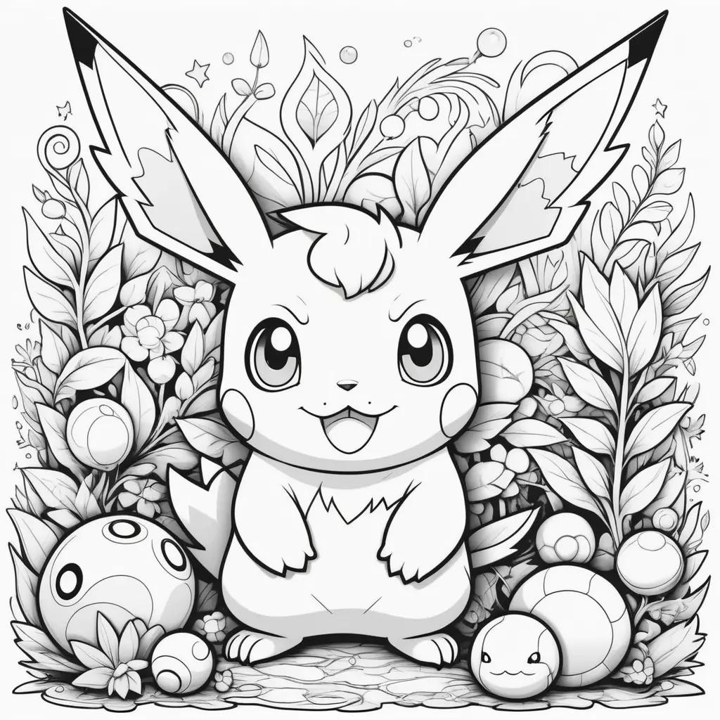 Black and white pokemon coloring pages with cute animals