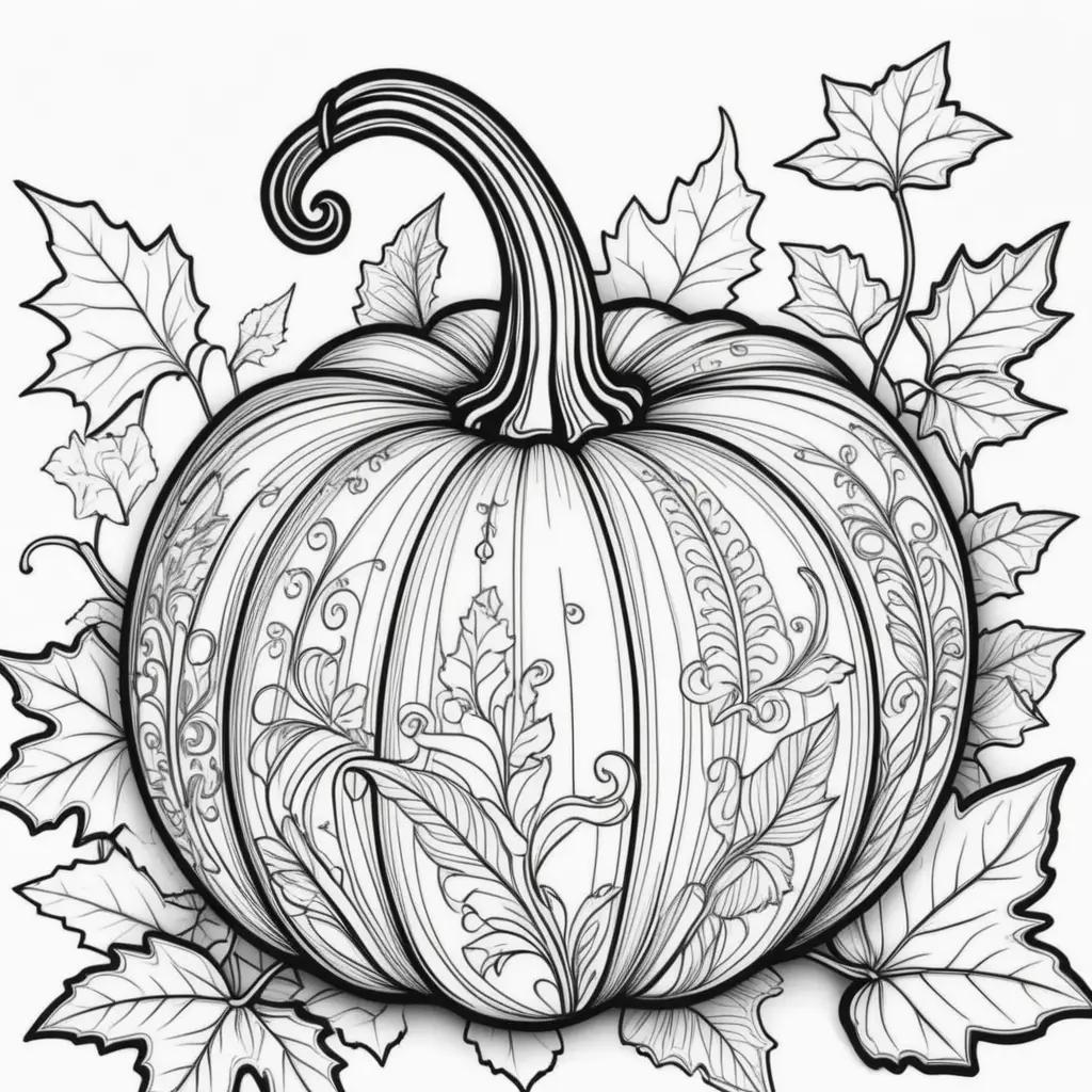 Black and white pumpkin coloring pages for adults