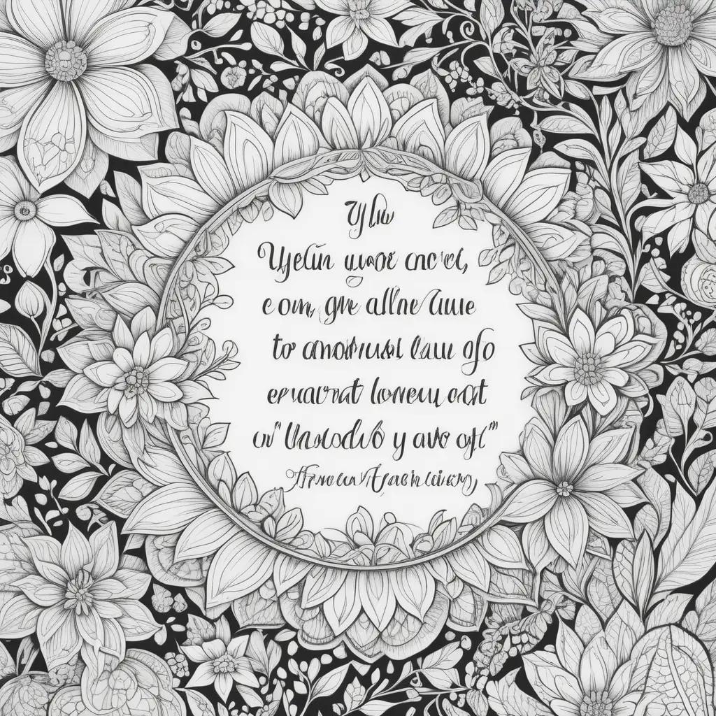 Black and white quote coloring pages for adults