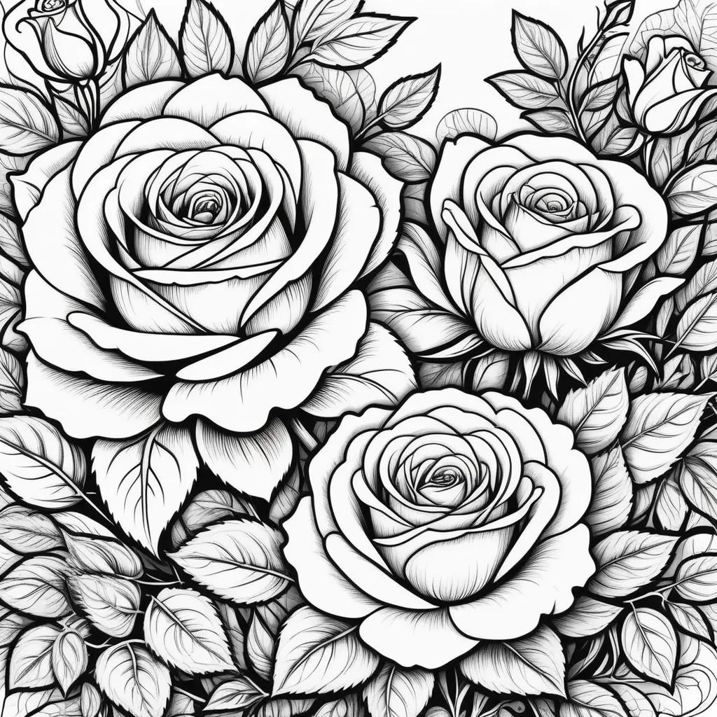 Black and white roses coloring pages