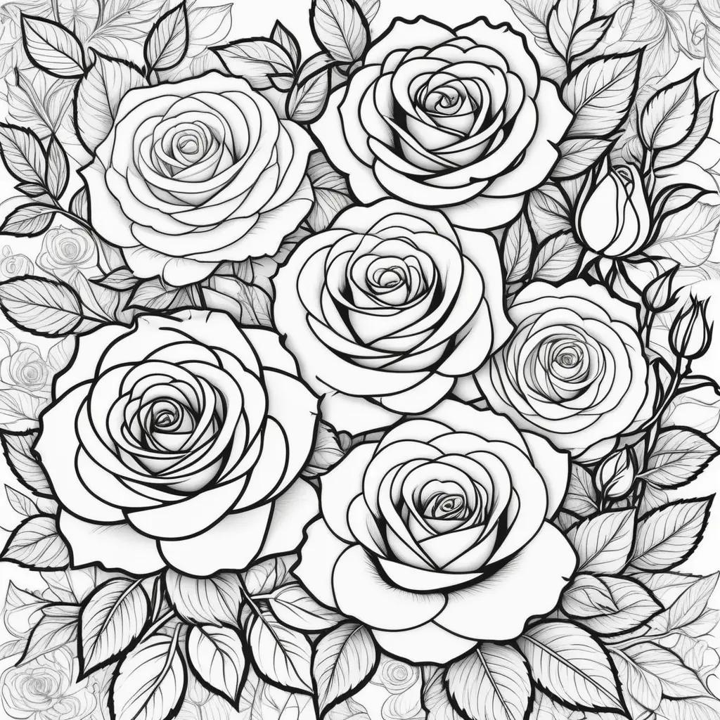 Black and white roses coloring pages for adults