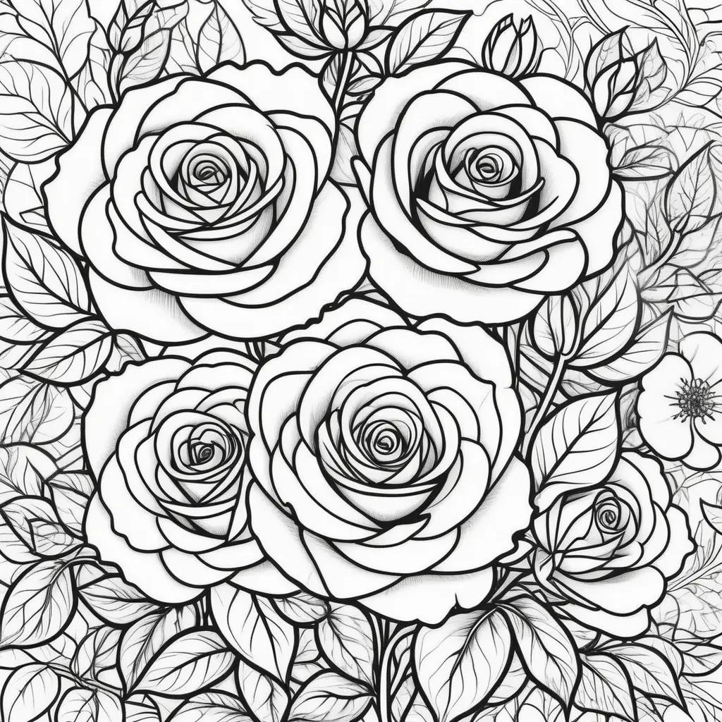 Black and white roses coloring pages