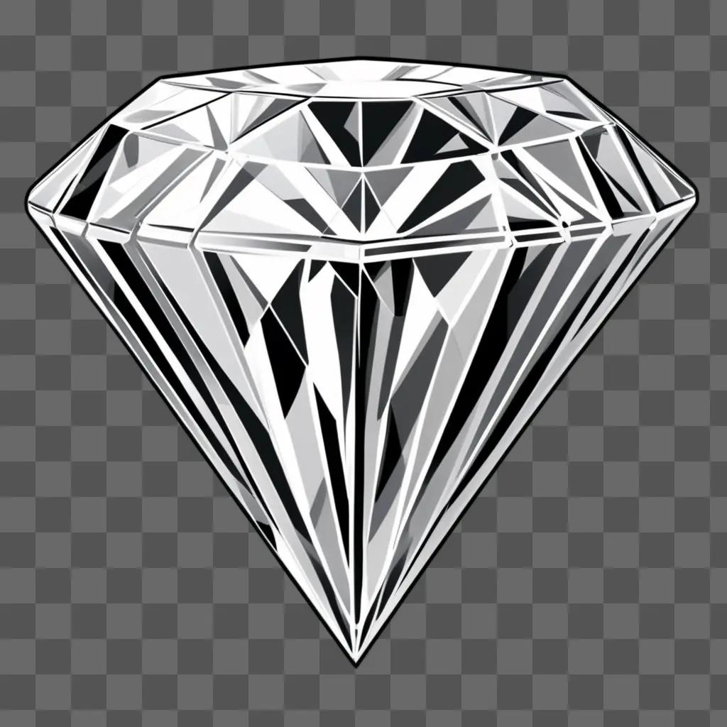 Black and white sketch of a diamond