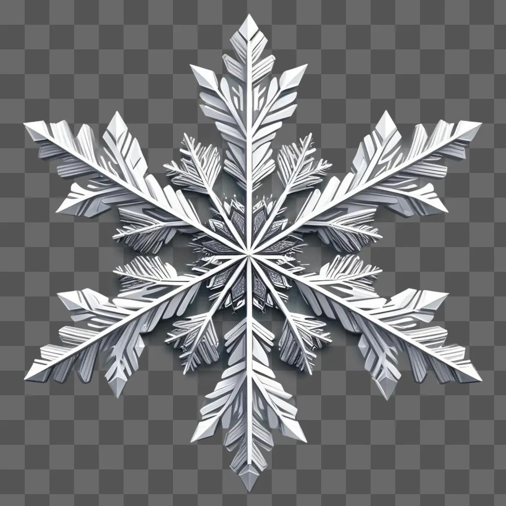 Black and white snowflake clipart with geometric design