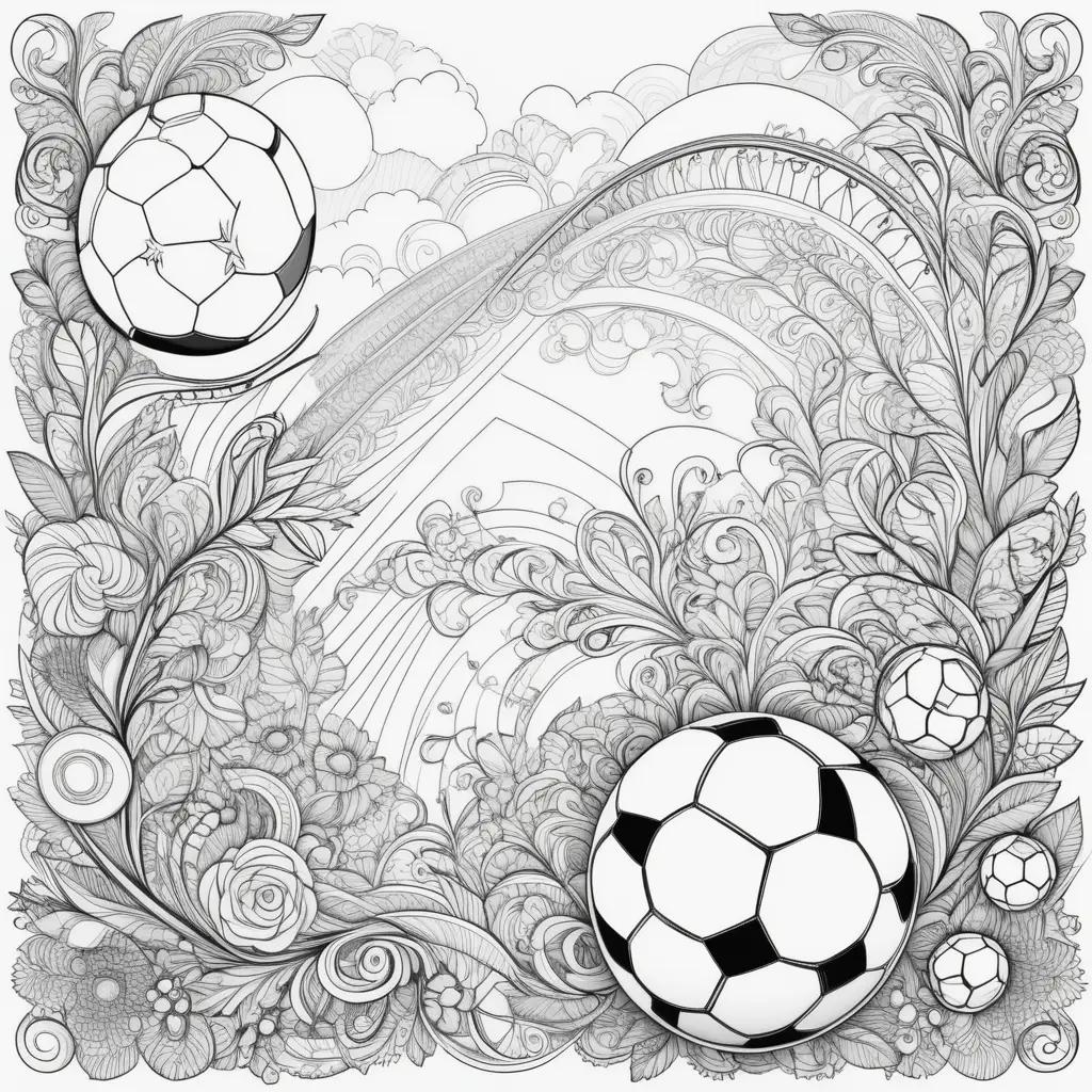 Black and white soccer coloring pages with clouds