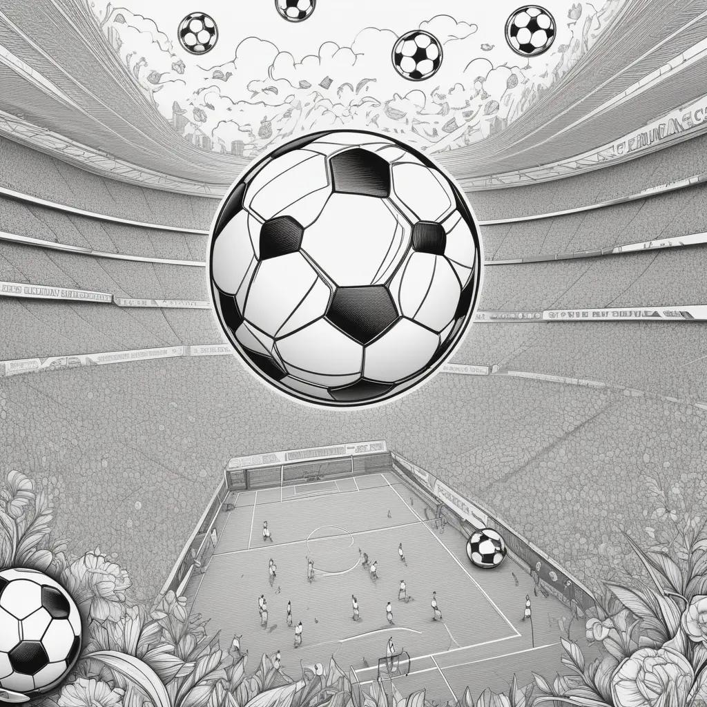 Black and white soccer coloring pages with soccer balls