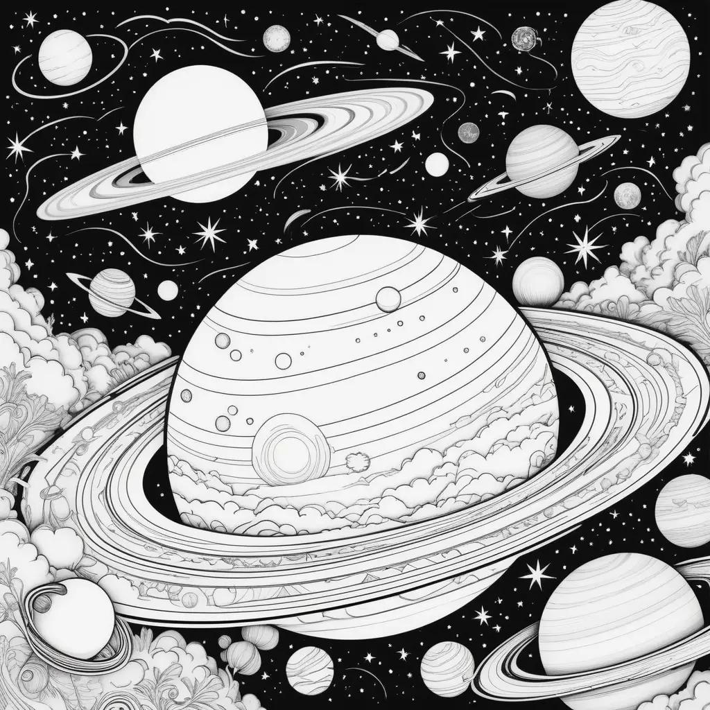 Black and white space coloring pages