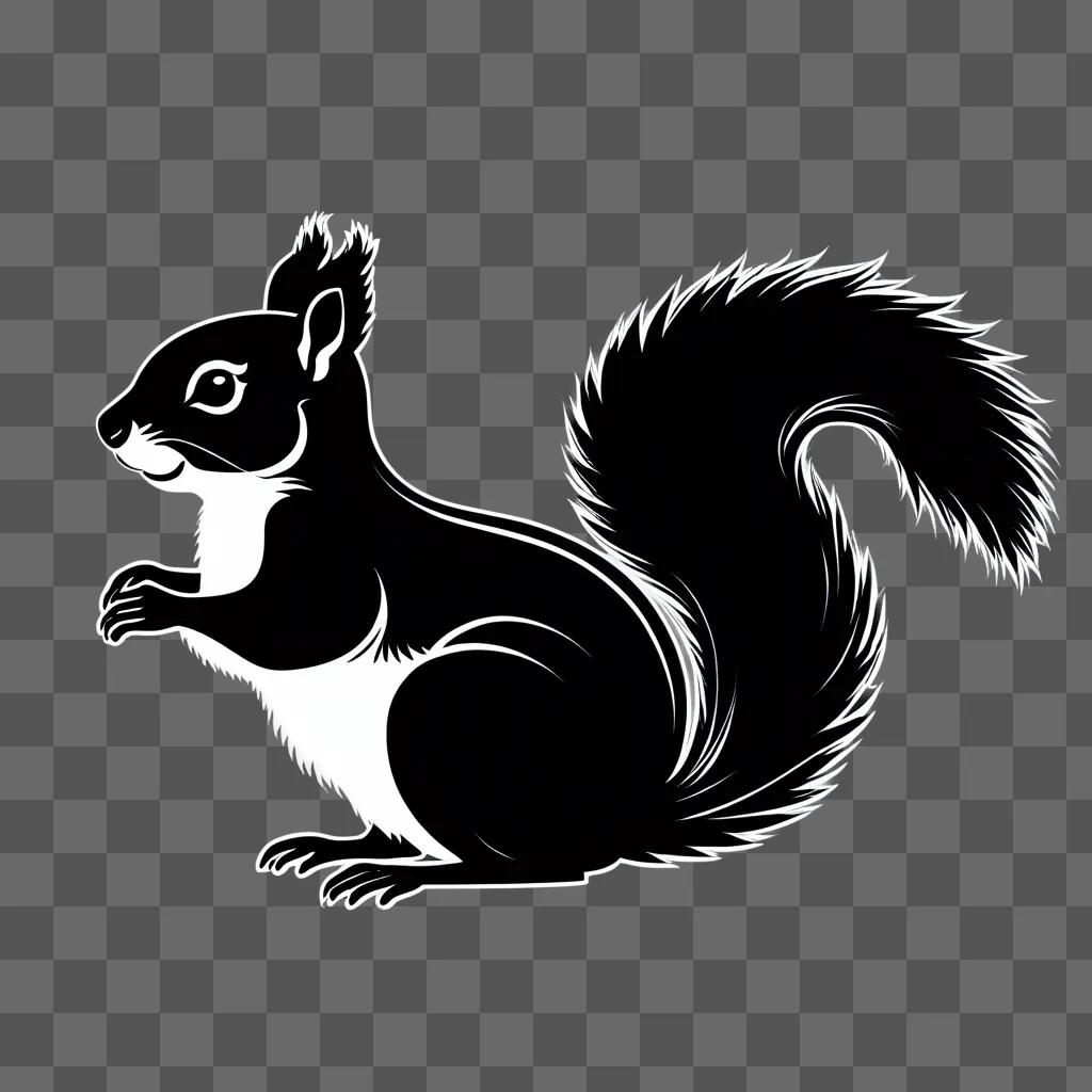 Black and white squirrel clipart silhouette