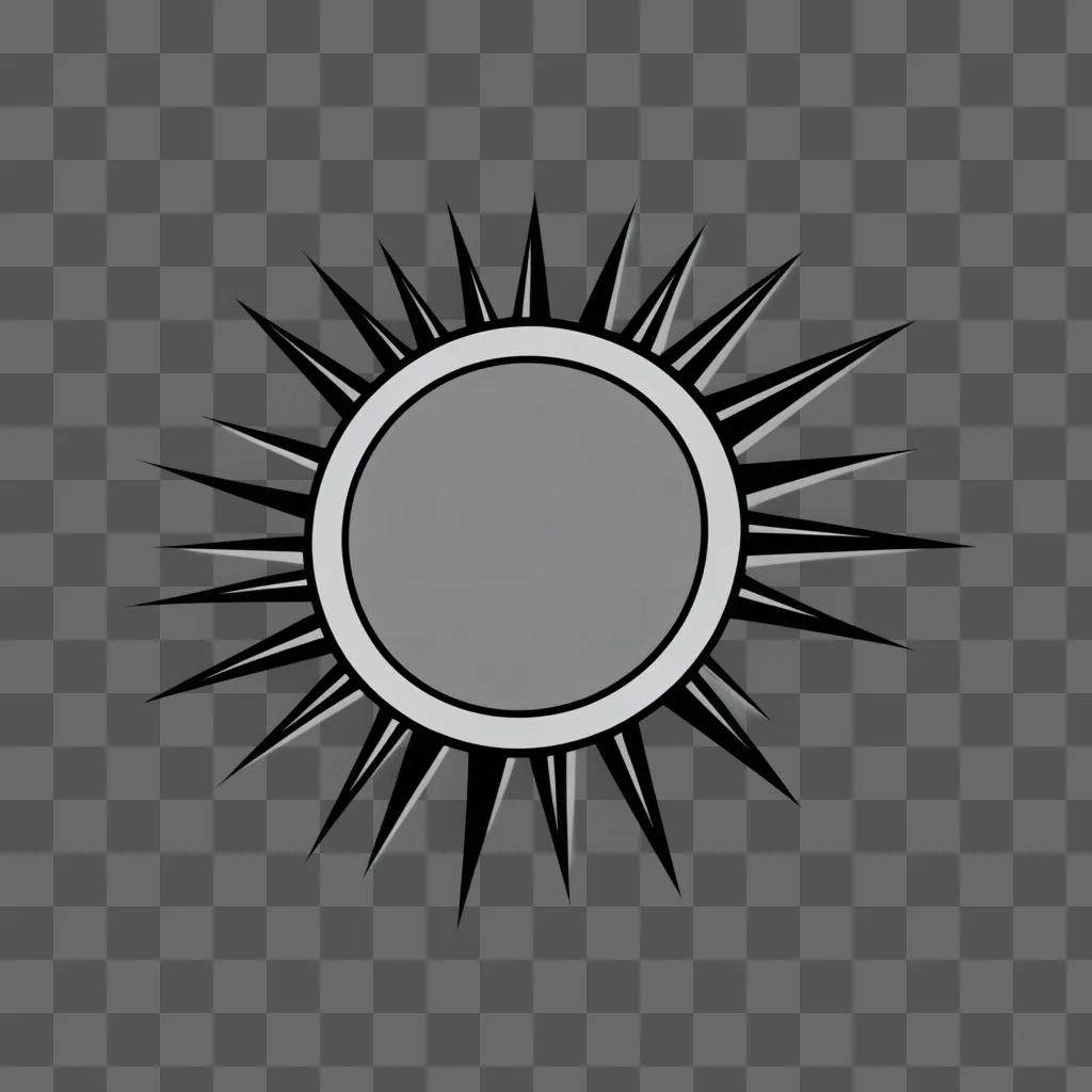 Black and white sun in the center of the frame