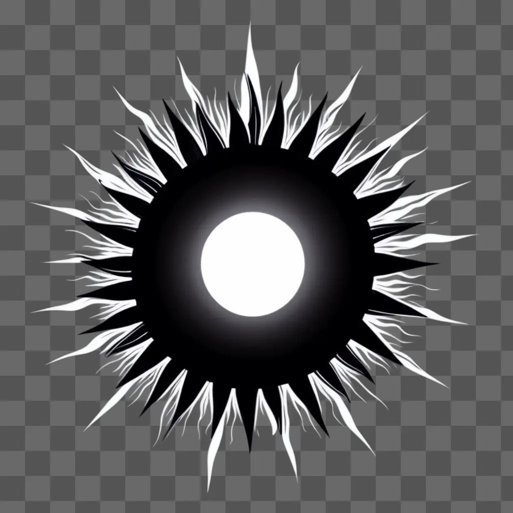 Black and white sun with rays