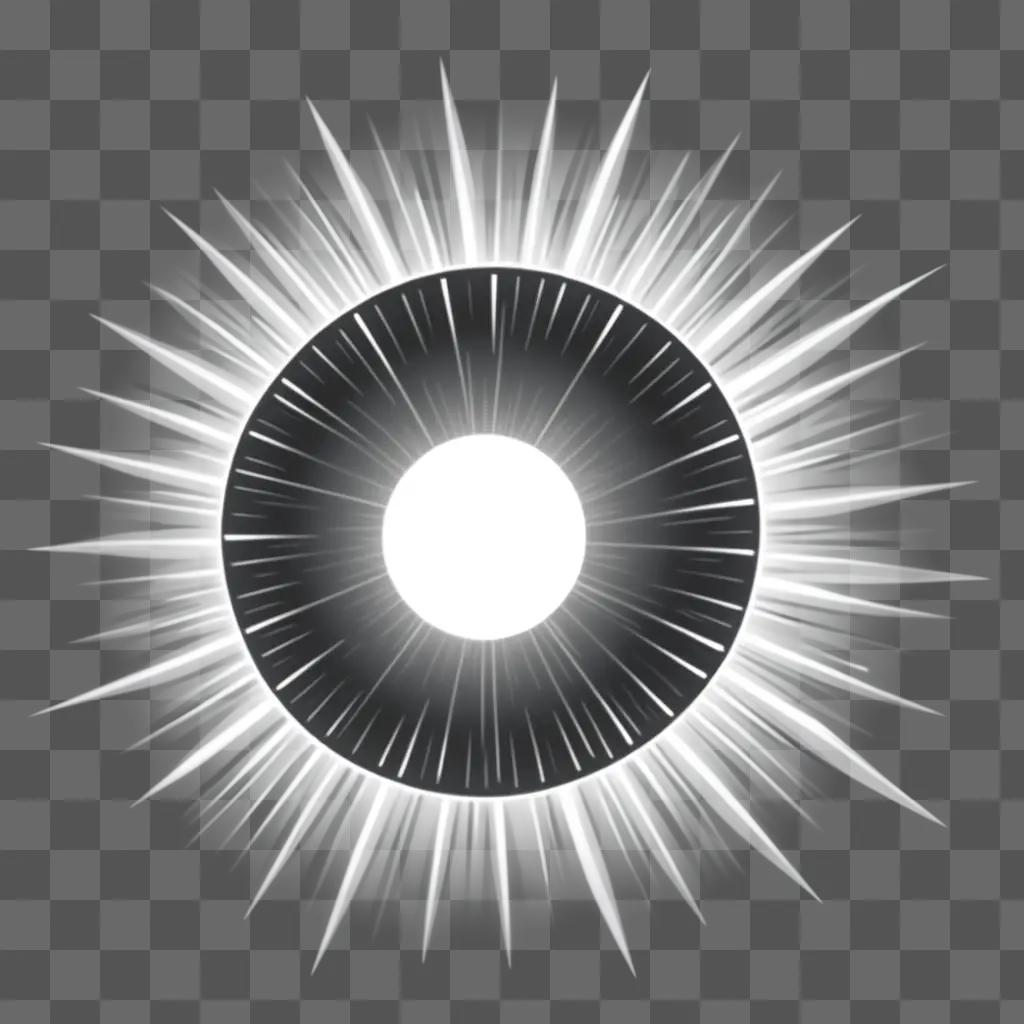 Black and white sun with rays