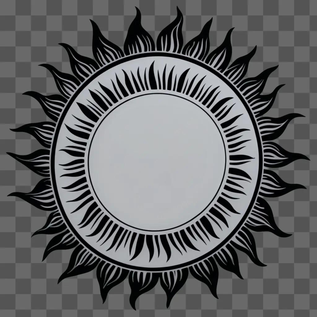 Black and white sun with sunburst