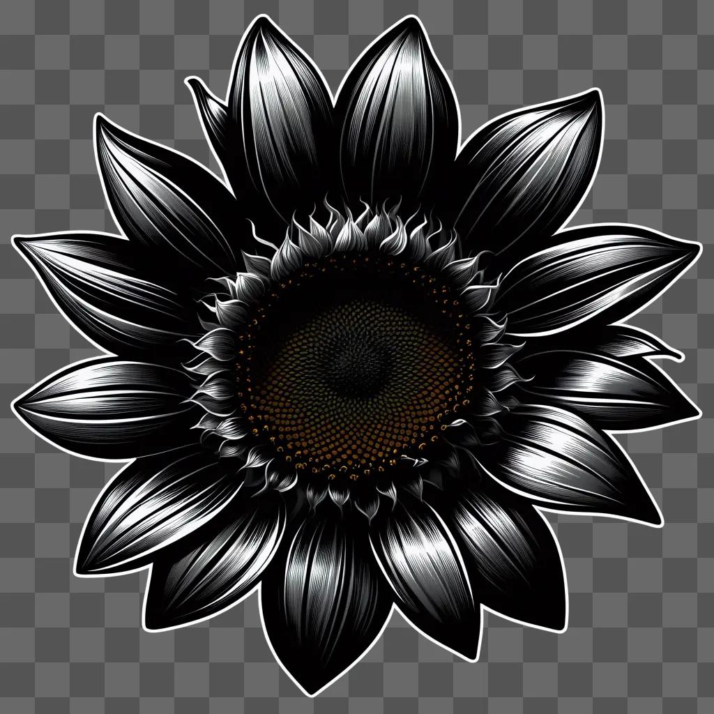 Black and white sunflower clipart design