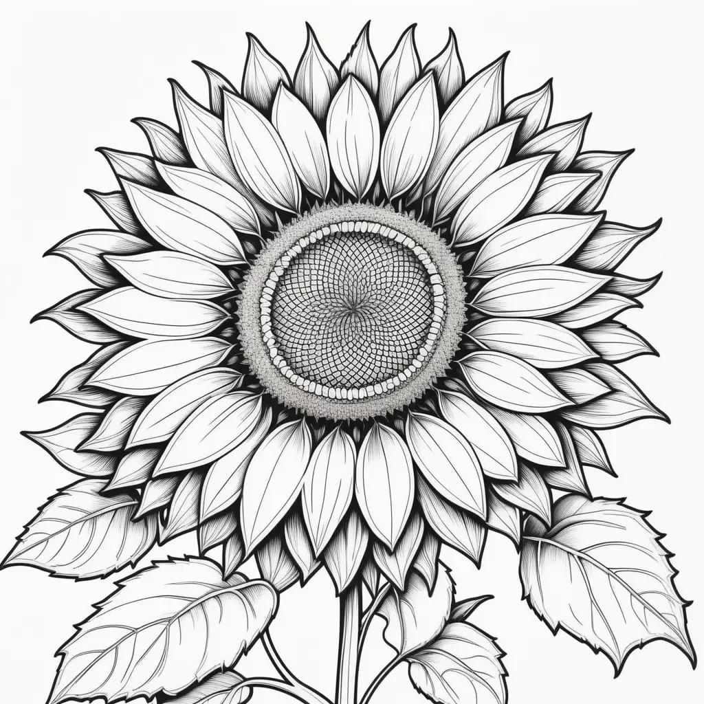 Black and white sunflower coloring page