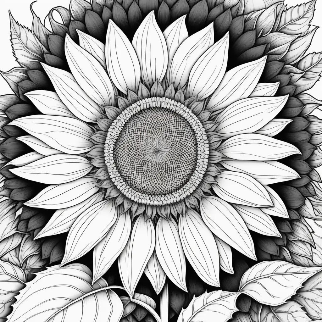 Black and white sunflowers coloring pages