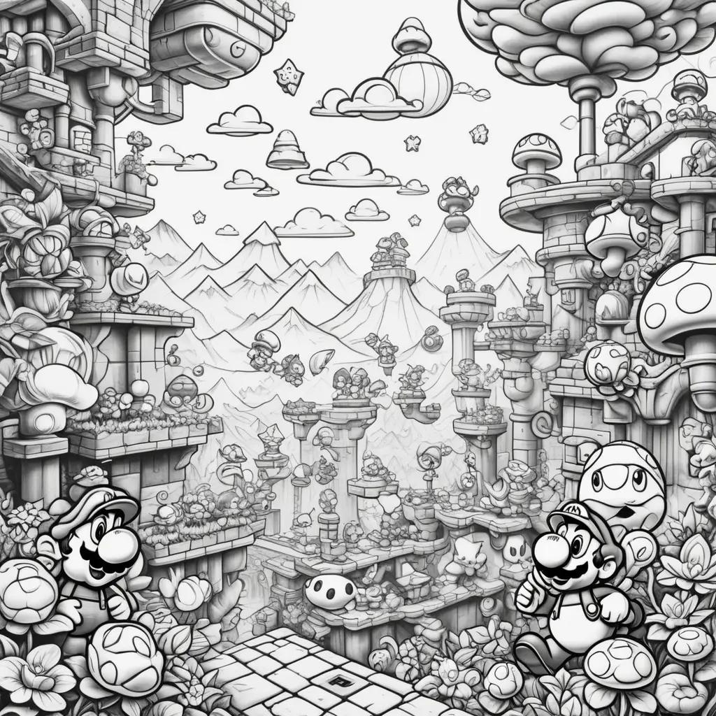 Black and white super mario bros coloring pages