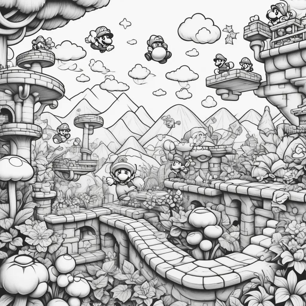 Black and white super mario brothers coloring pages