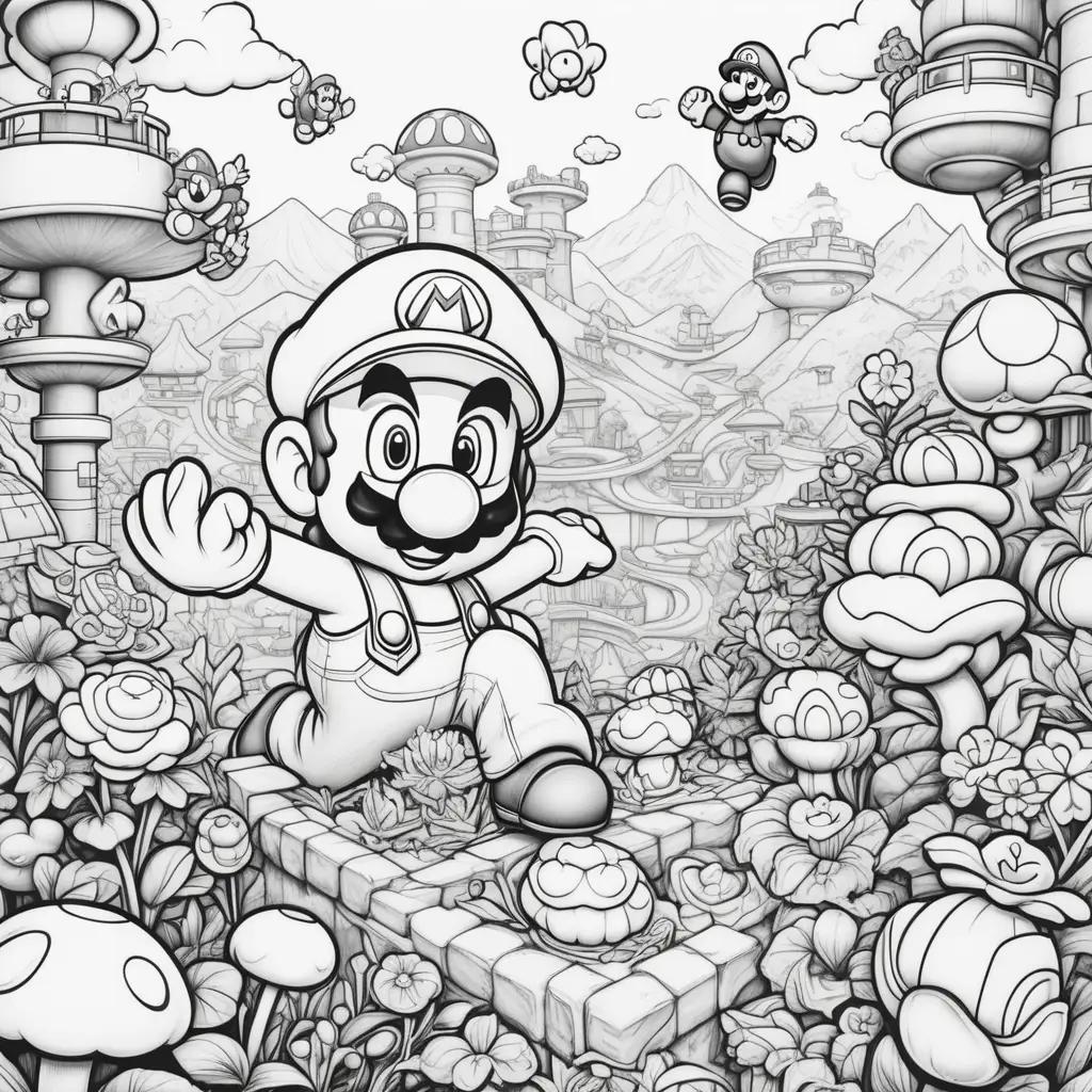 Black and white super mario coloring pages