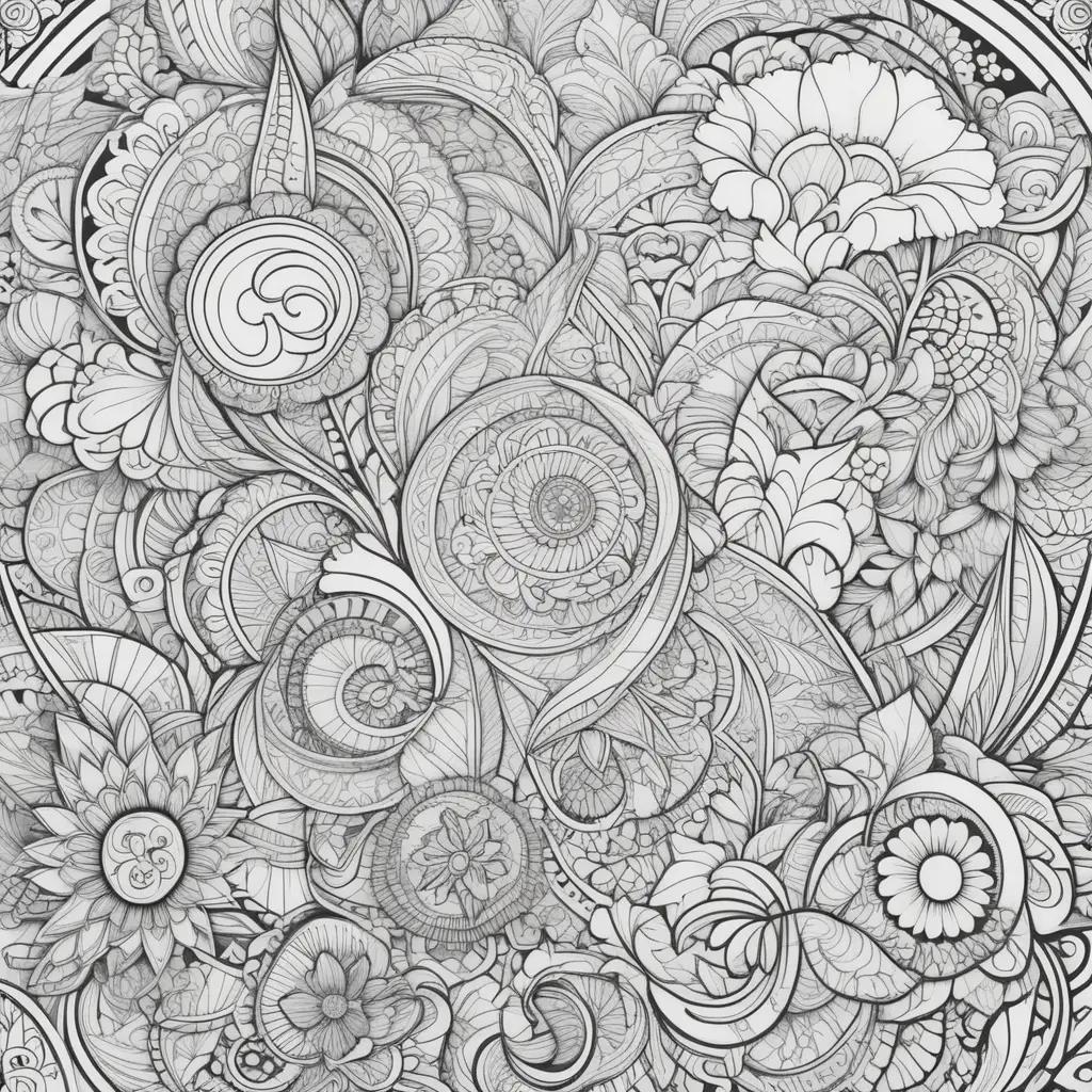 Black and white tangle coloring pages