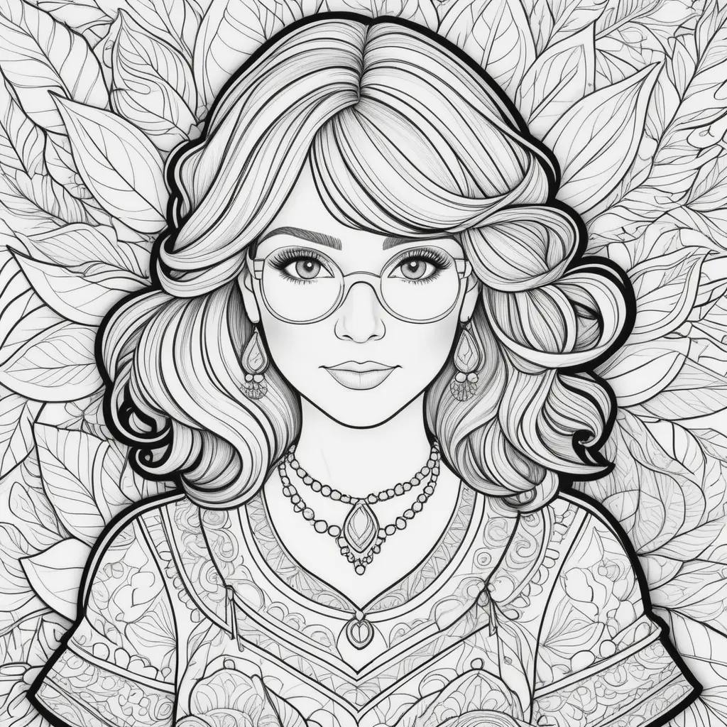 Black and white teacher coloring pages featuring a woman with glasses