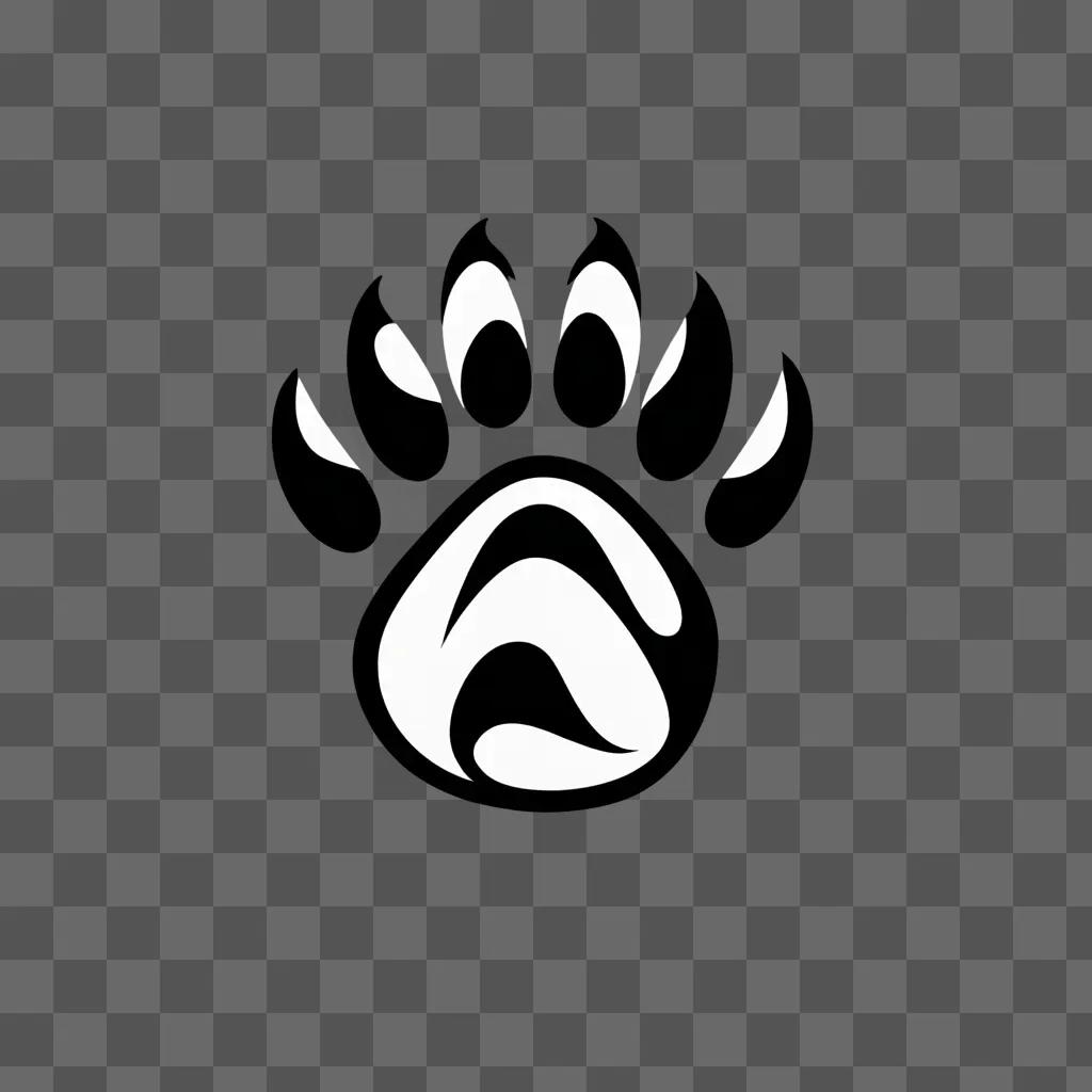 Black and white tiger paw print on a grey background