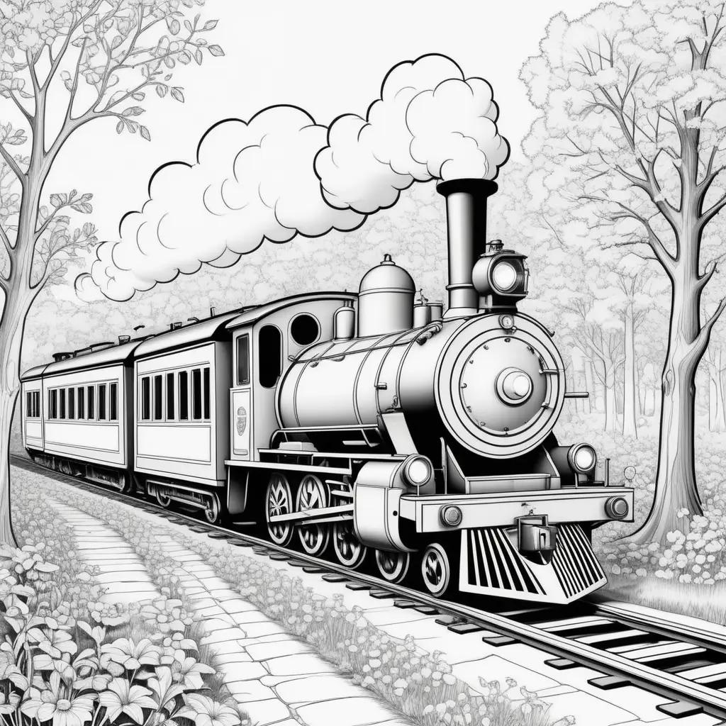 Black and white train coloring pages for kids