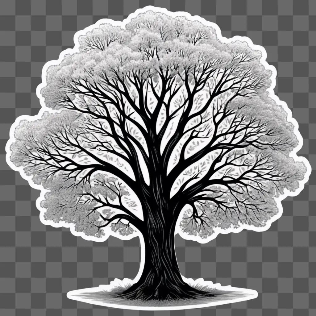 葉のない黒と白の木