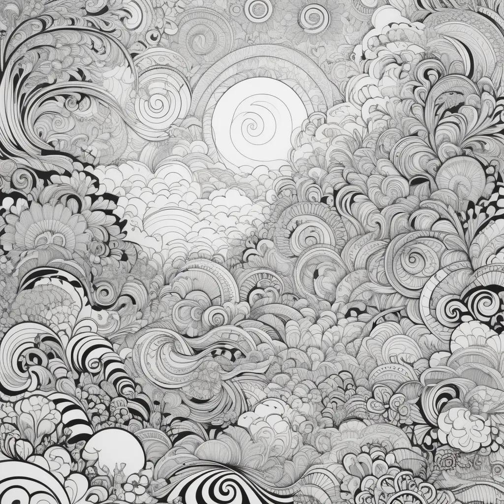 Black and white trippy coloring pages