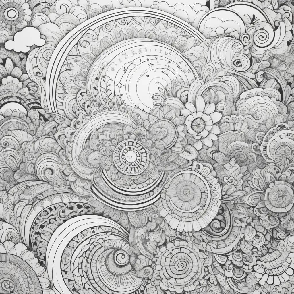 Black and white trippy coloring pages of intricate designs