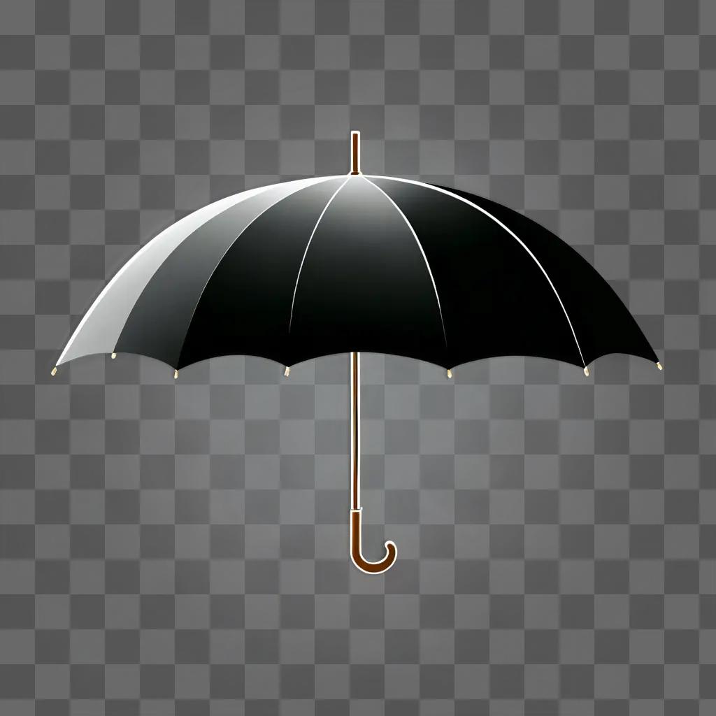 Black and white umbrella clipart against a white background