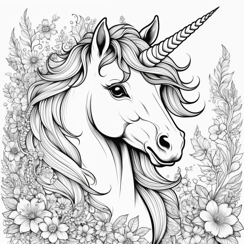 Black and white unicorn coloring pages for adults