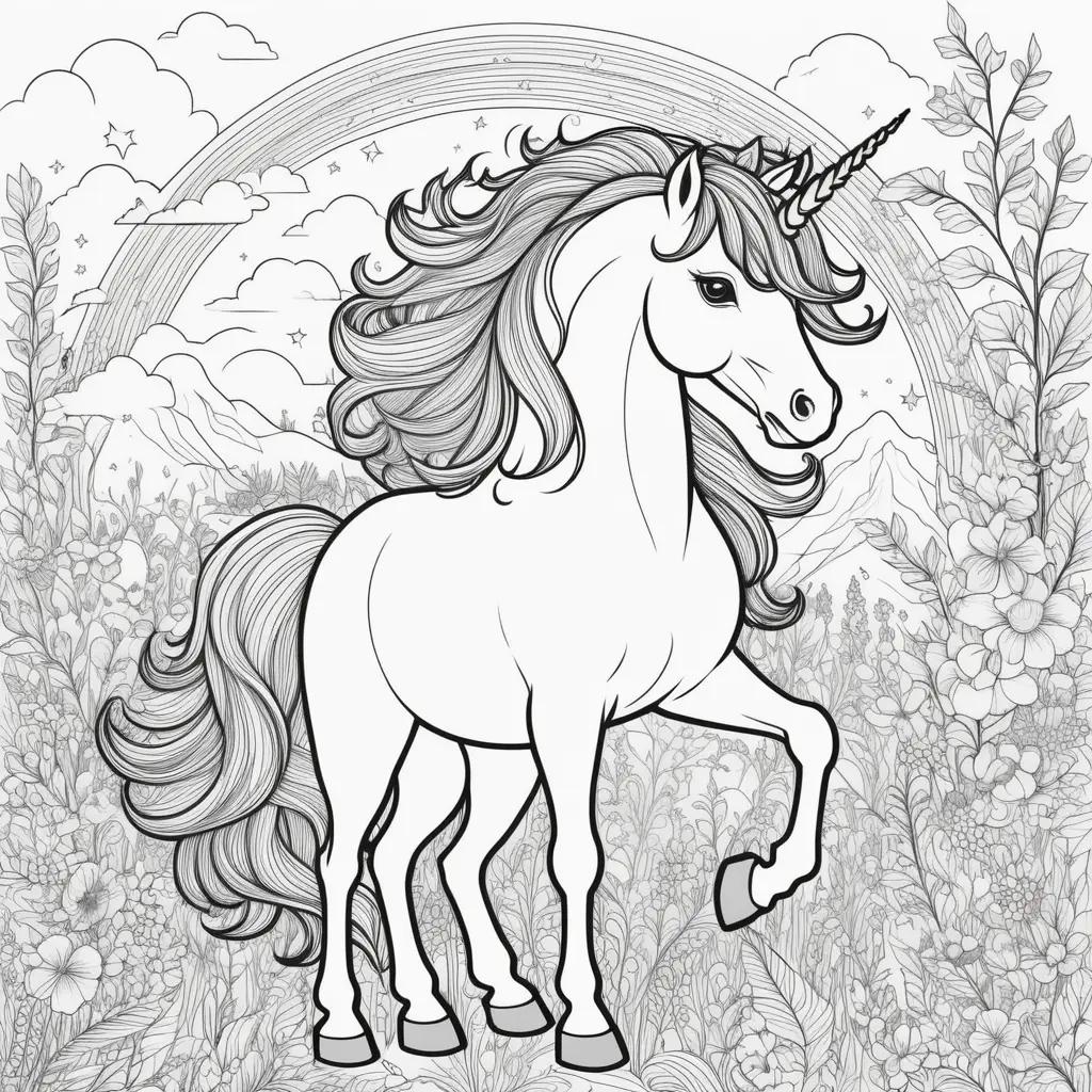 Black and white unicorn coloring pages for adults