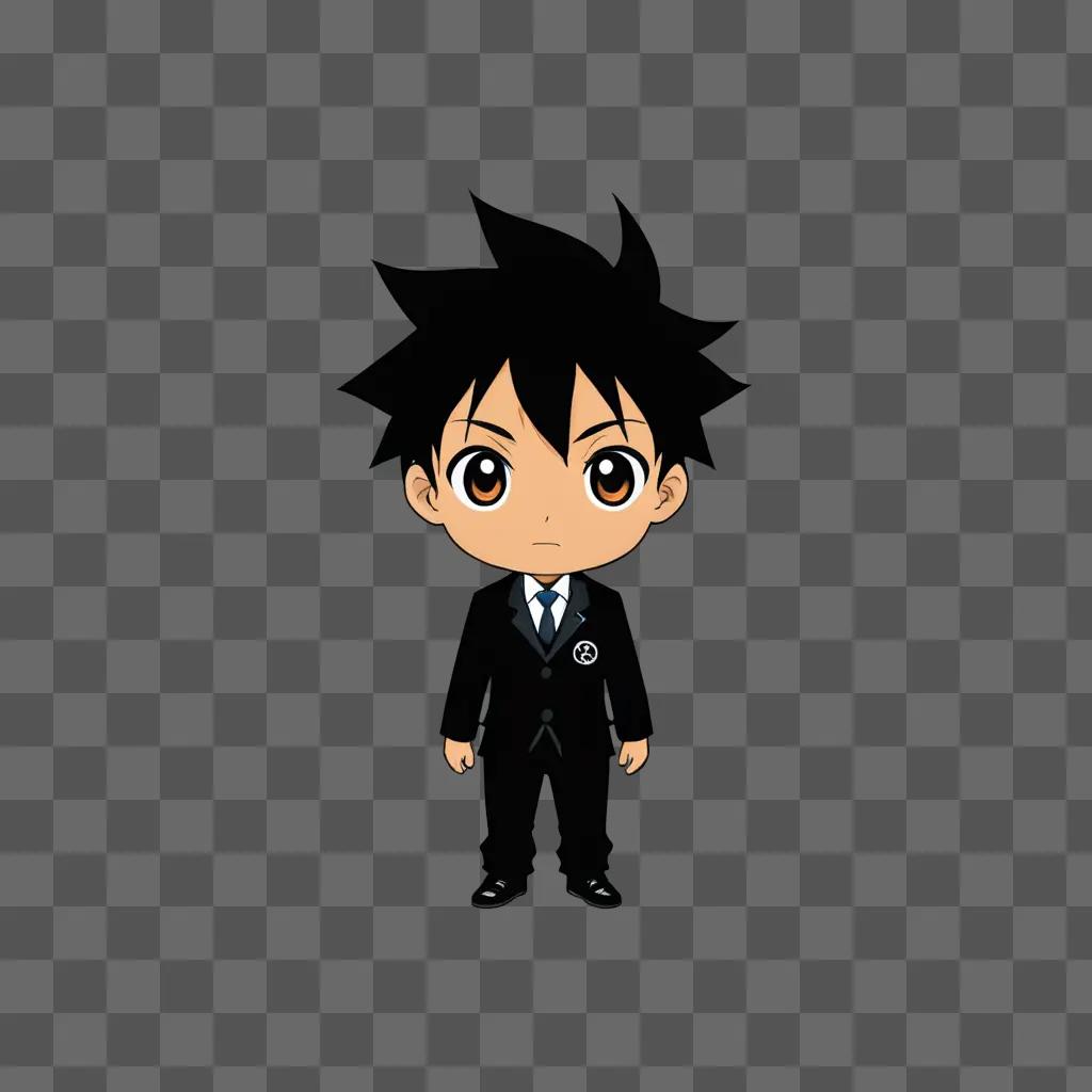 Black anime boy with suit and tie